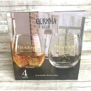 Gurkha 15 Oz Whiskey Glass Set Of 4 Clear Etched Tumblers